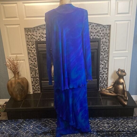 Simply silk blue and purple dress, size large, excellent used condition - Picture 7 of 11